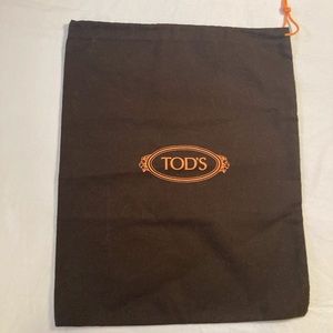 Tod’s brown storage felt bag with orange drawstring closure,great for shoes/bags